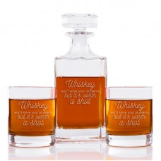 Loon Peak Faust Whiskey Won't Solve Your Problems But It's Worth A Shot Classic Square 3 Piece Beverage Serving Set LOPK6271